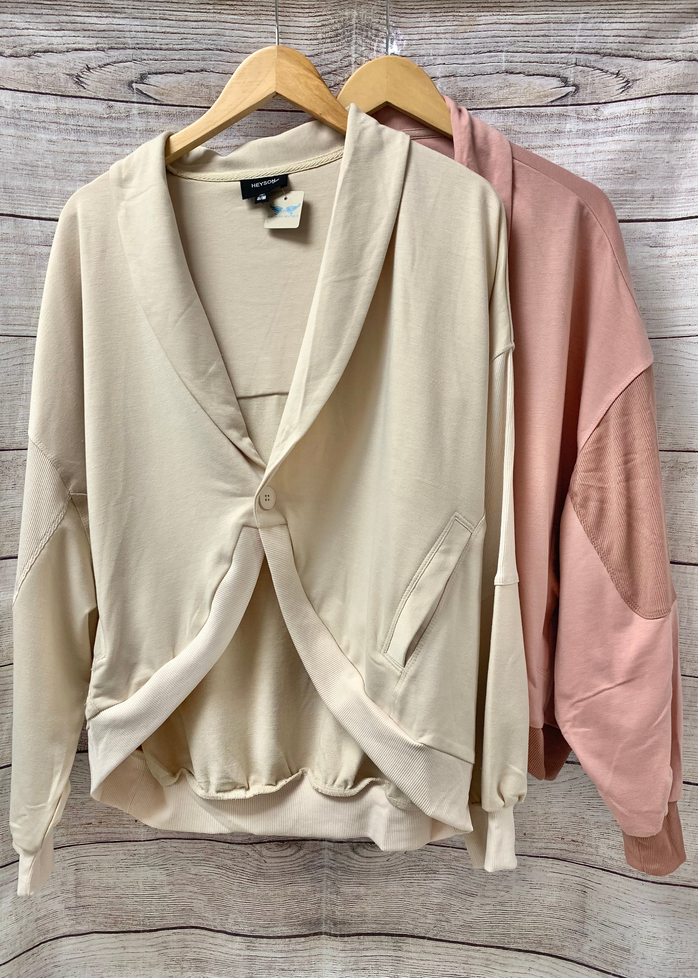 French Terry Button-Front Cardigan Sweater