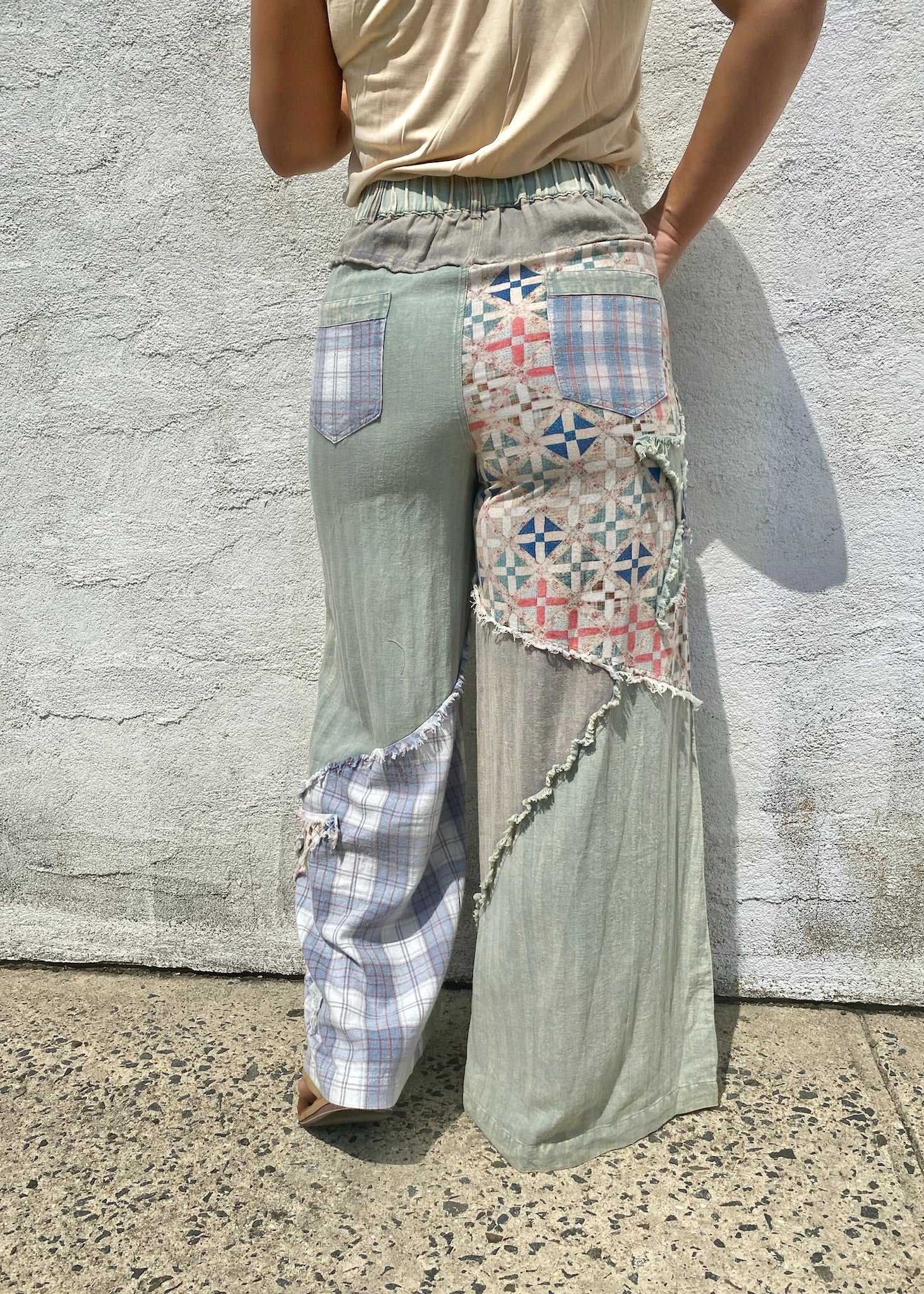 Upcycled Edgy Crazy Pants Wide Leg High Waist Baggy Patchwork - Etsy