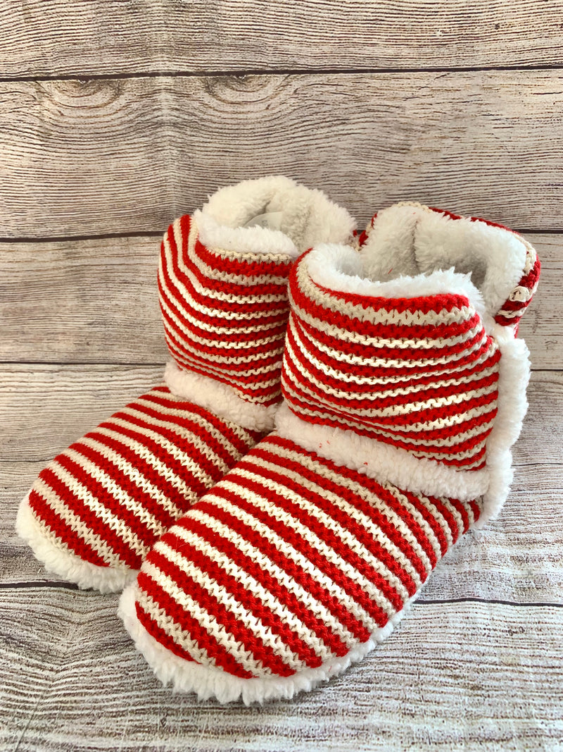 Red & White Striped Slippers